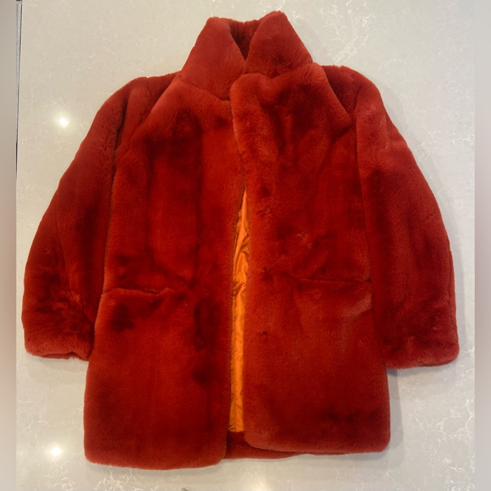 Apparis Sophie Faux Fur Coat Ginger - Picture 9 of 15